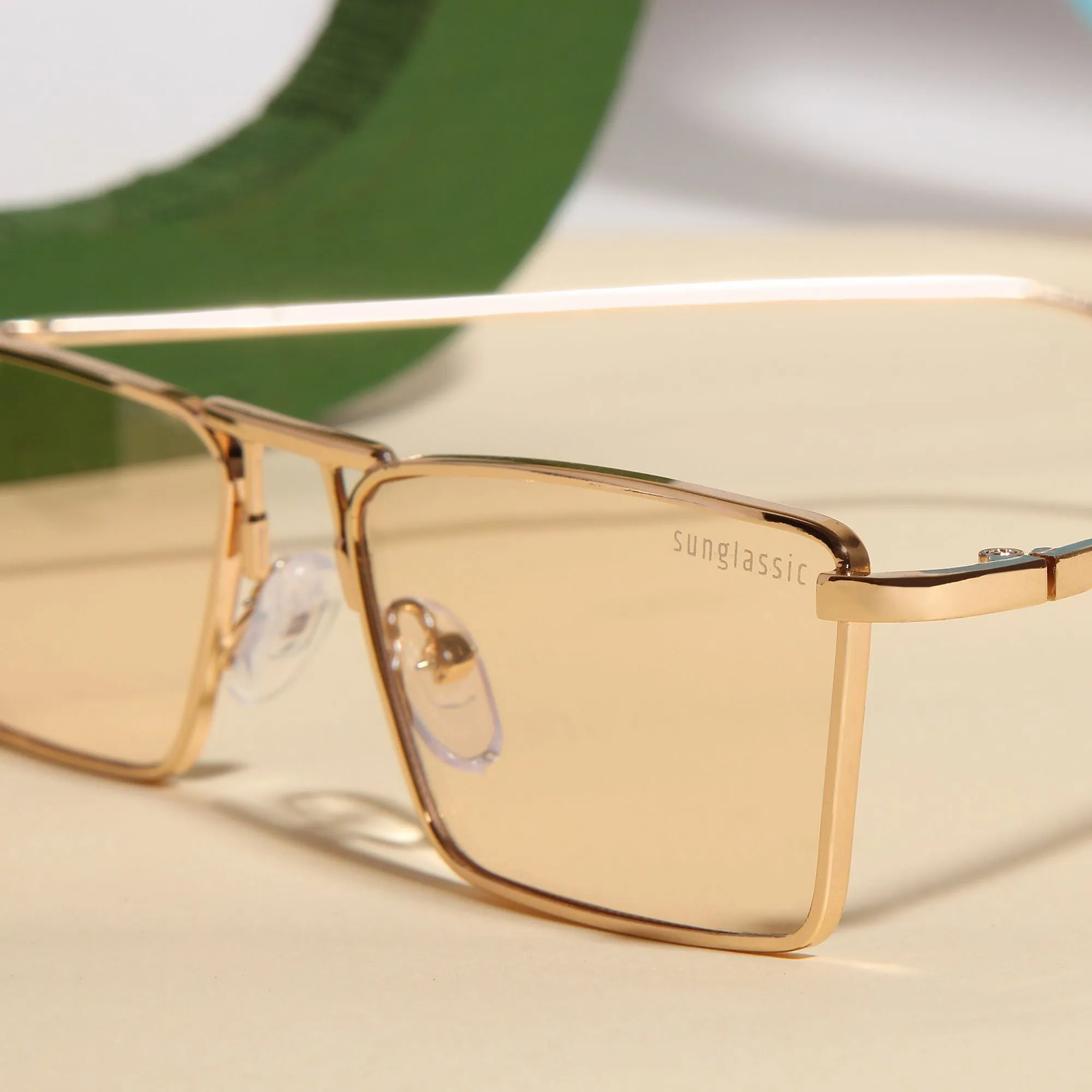 Rebel Gold Champion Rectangle Sunglasses