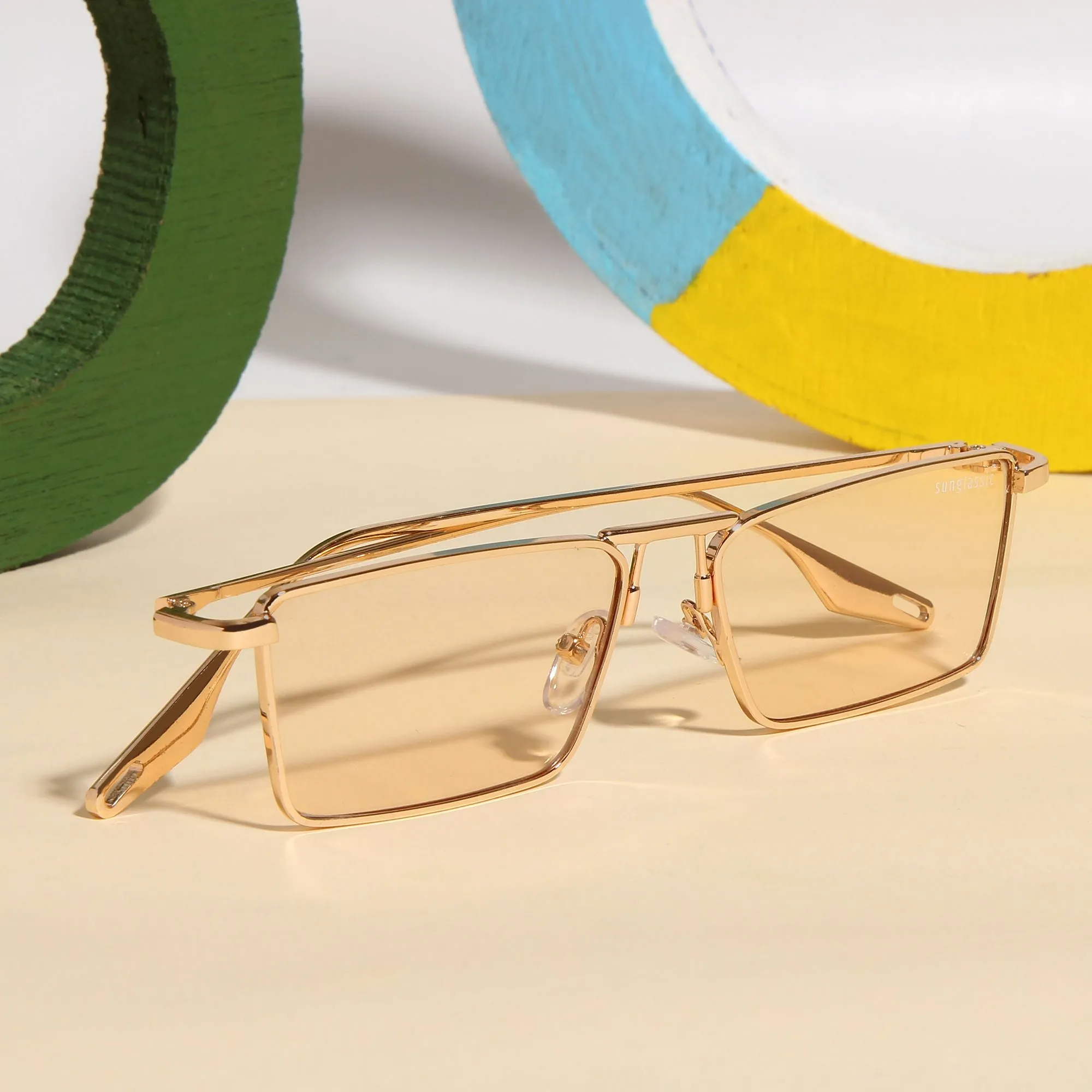 Rebel Gold Champion Rectangle Sunglasses