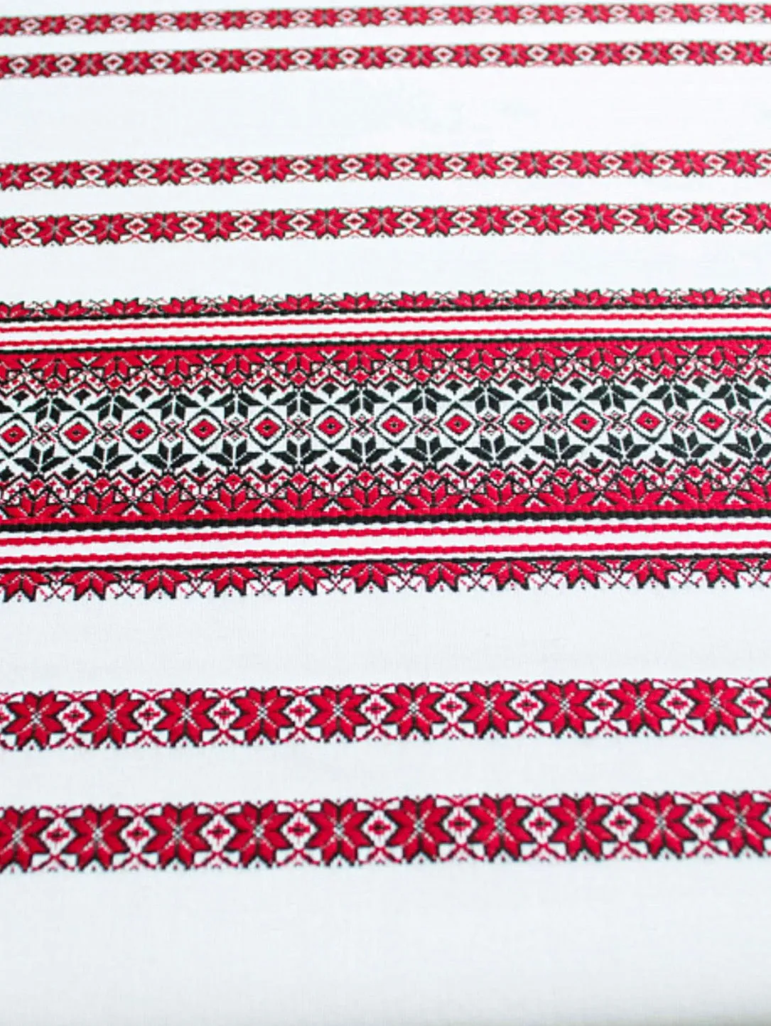 Red and Black Embroidered Tablecloth