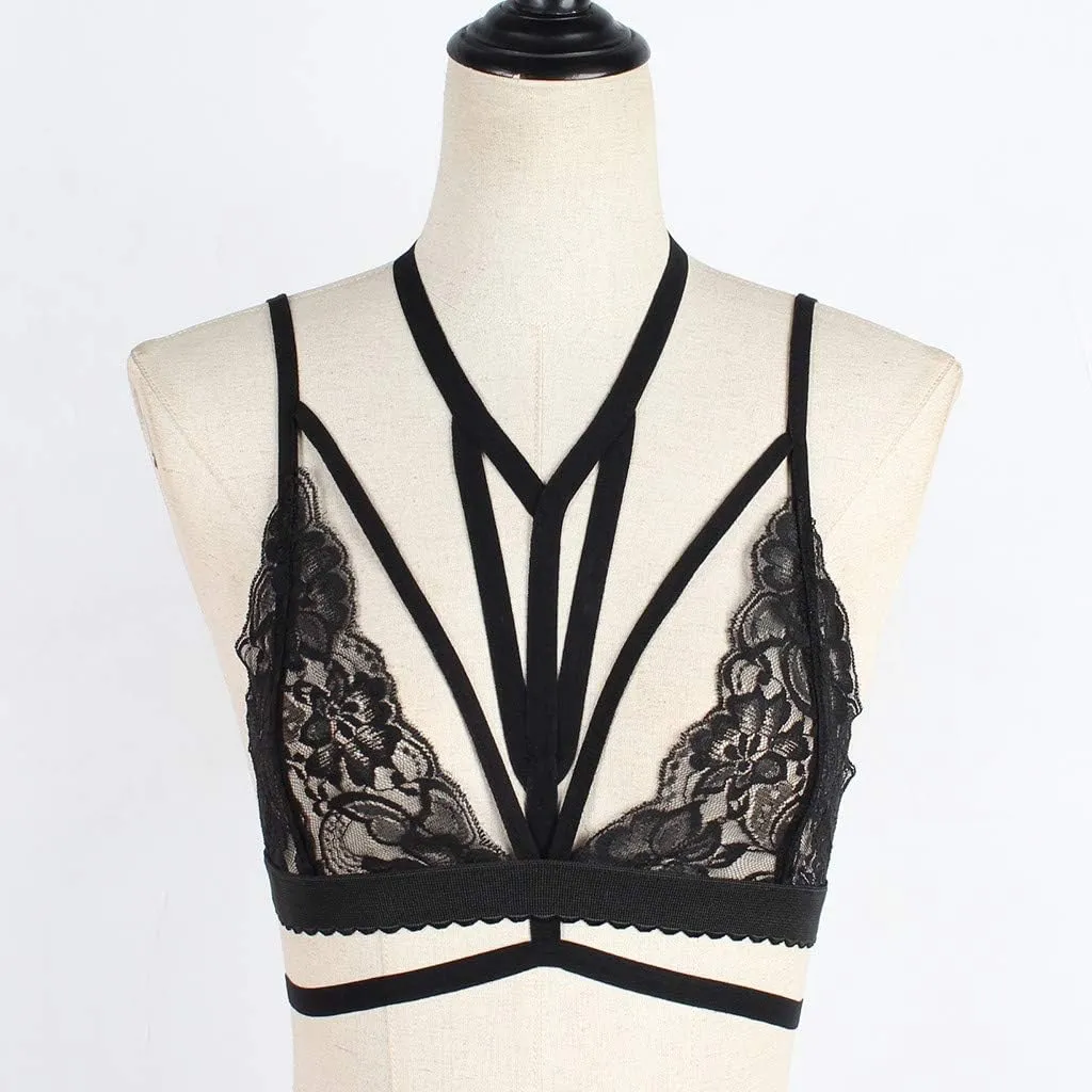 Sexy Lingerie for Women: Harness Bras - Hollow Out, See-Through, Elastic, Cupless, Cage Bras - Bondage Bustier Top