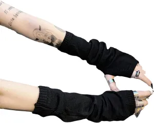 Skateboard Frog Women Gloves Goth Arm Sleeve Cool Black Moon Cross Printed Hip Hop Arm Warmers