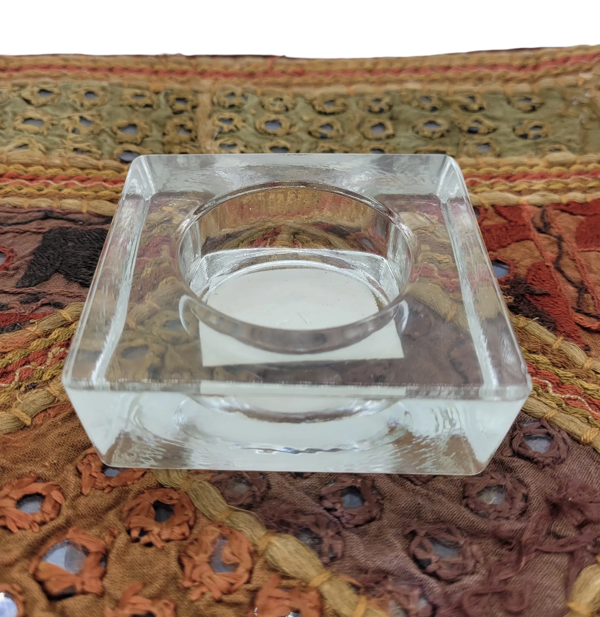 Small Square Glass Tealight Holder - Red Or Clear