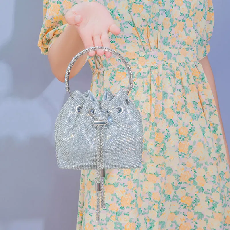 Sparkling Rhinestone Studded Party Bucket Handbags