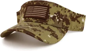 Trendy Apparel Shop USA American Flag Embroidered Polyester Summer Visor Hat