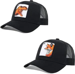 Trucker Hat Men Animal Snapback Hats Adjustable Embroidered Baseball Cap Mesh Breathable Square Patch Women Caps