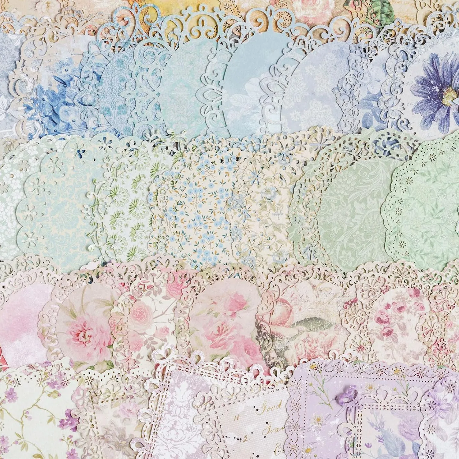 Vintage Scrapbook Paper Lace, 40pcs 4 Different Styles Scrapbook Supplies for DIY Cards, Scrapbooks, Photo Frames, Albums, Crafts, Card Making