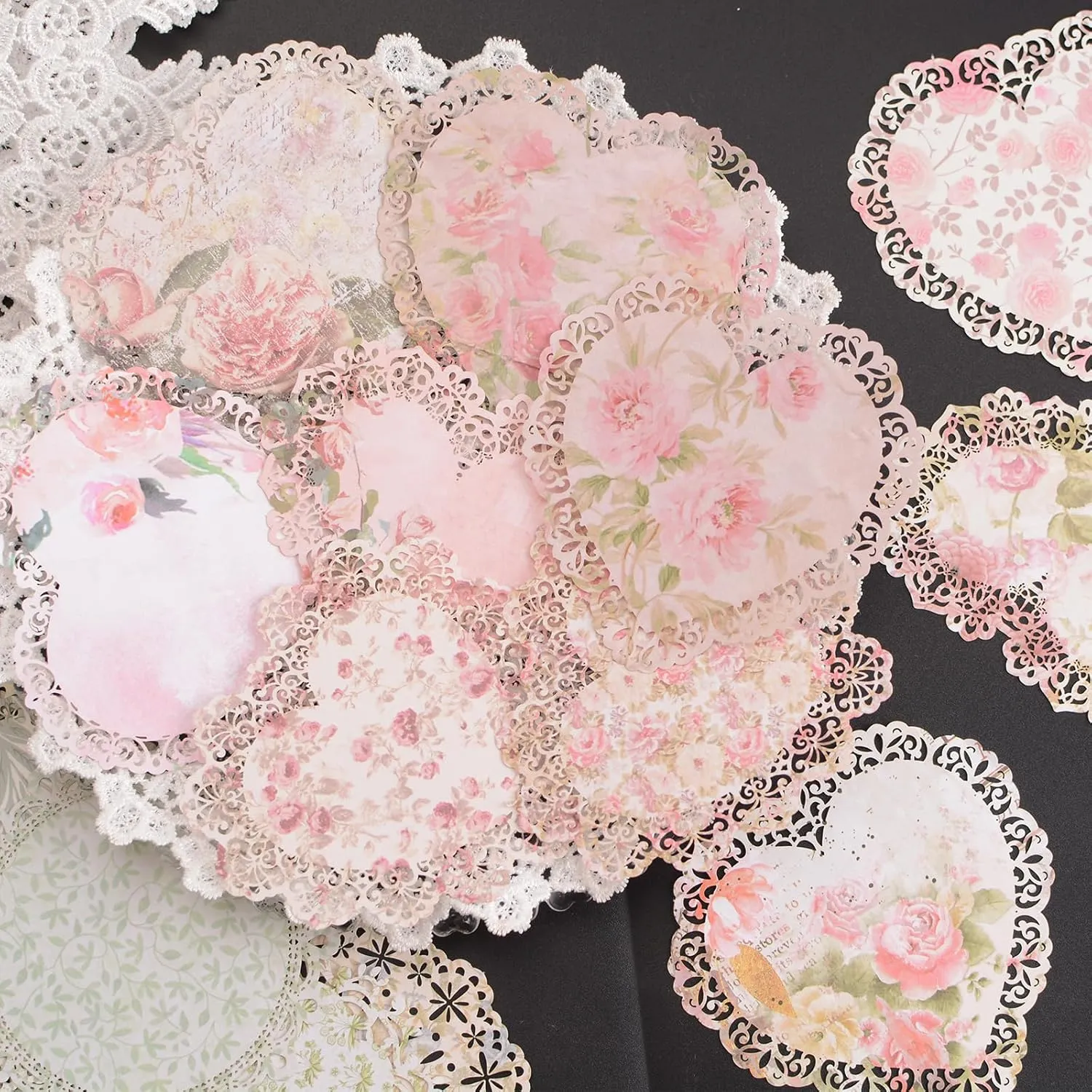 Vintage Scrapbook Paper Lace, 40pcs 4 Different Styles Scrapbook Supplies for DIY Cards, Scrapbooks, Photo Frames, Albums, Crafts, Card Making