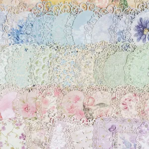 Vintage Scrapbook Paper Lace, 40pcs 4 Different Styles Scrapbook Supplies for DIY Cards, Scrapbooks, Photo Frames, Albums, Crafts, Card Making