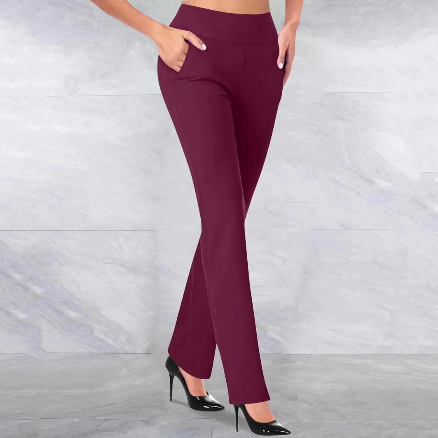 Work Pants for Women 2025 High Waist Stretch Soft Comfy Athletic Workout Yoga Pants Fashion Casual Business Trousers