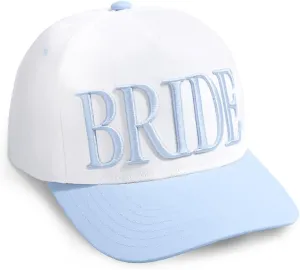 xo, Fetti White   Blue Bride Trucker Hat | Bachelorette Accessory, Bridal Headwear, Bach Party Decorations, Bridesmaid Gift, Wedding Cap