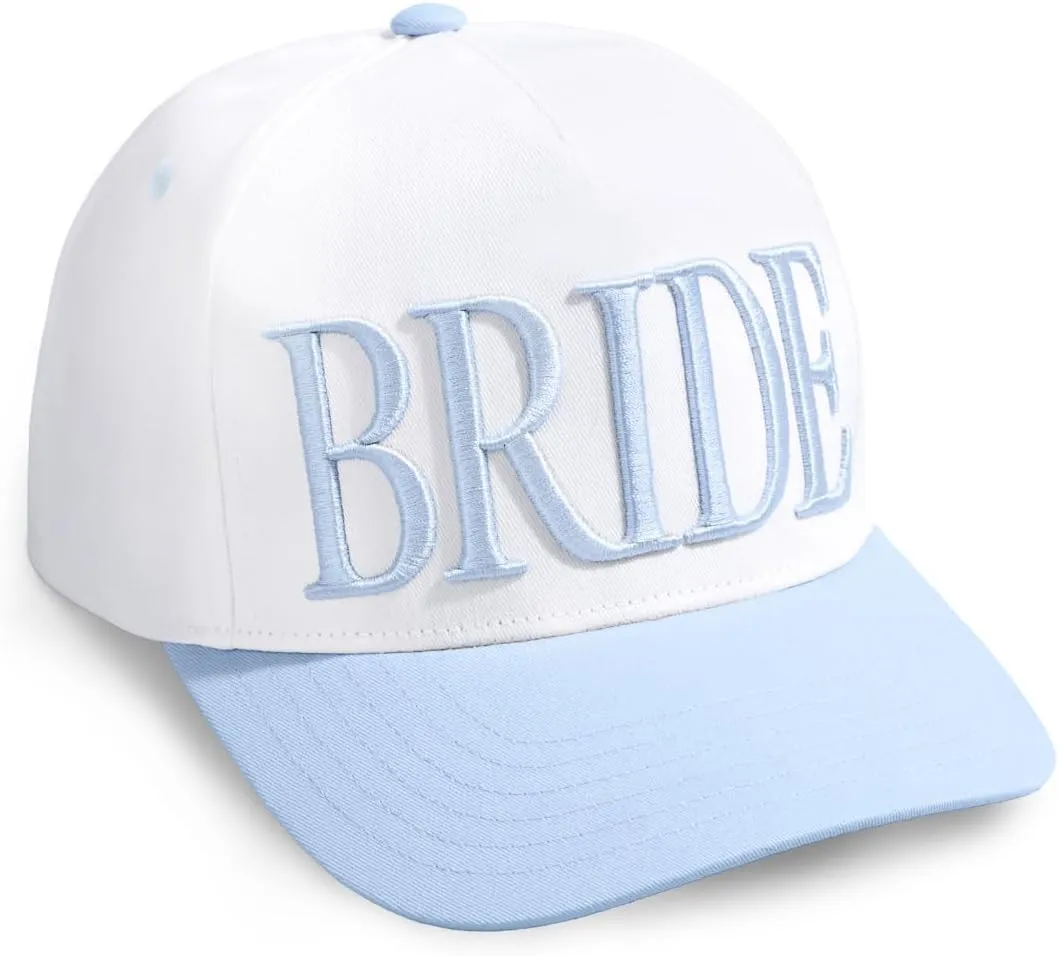 xo, Fetti White   Blue Bride Trucker Hat | Bachelorette Accessory, Bridal Headwear, Bach Party Decorations, Bridesmaid Gift, Wedding Cap